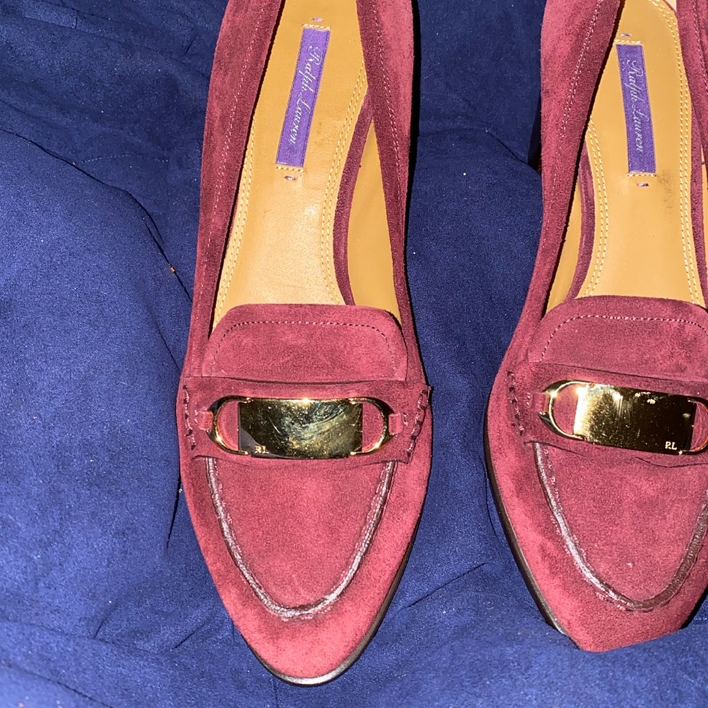 NWOT Elegant Ralph Lauren Purple Label shoes no box. 38.5B burgundy